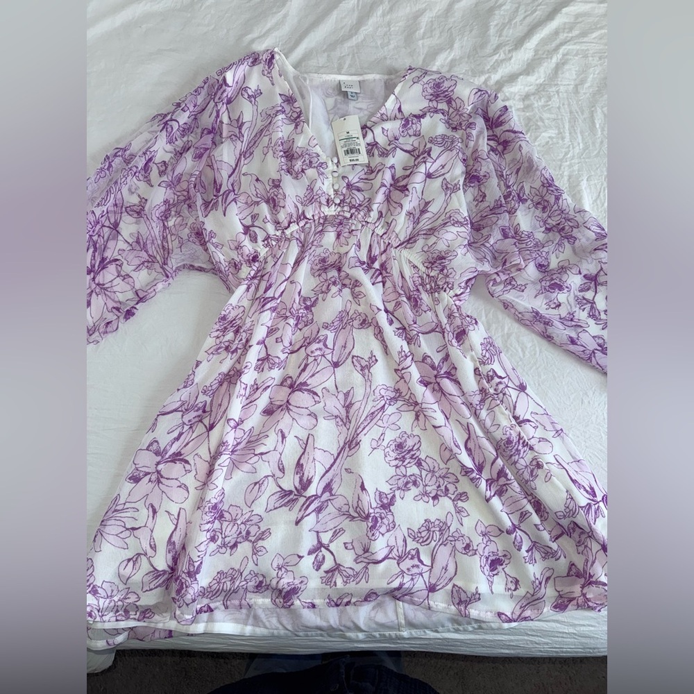 Floral Purple and White Dress